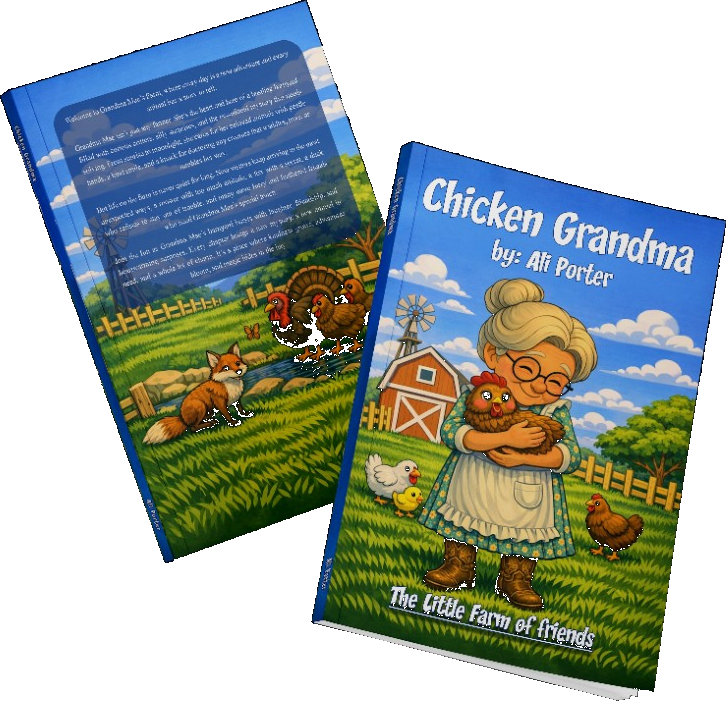 Chicken Grandma book   front and back cover mockup by Ali Porter